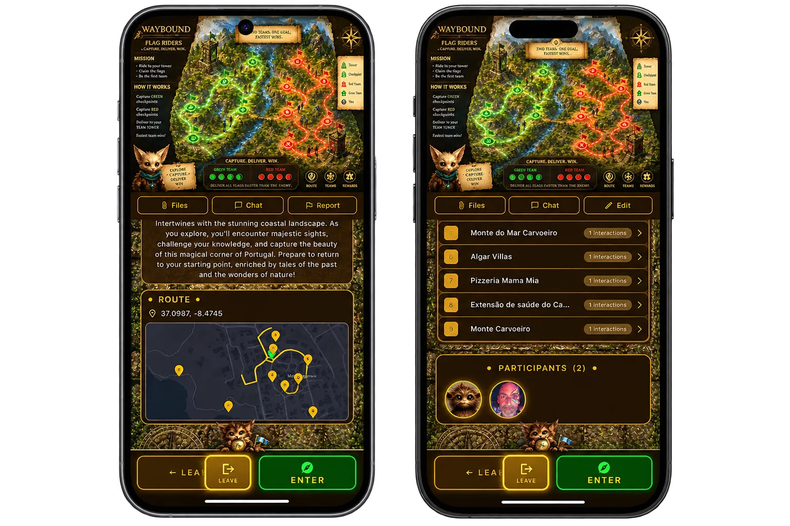Flag Raiders details screen on two devices