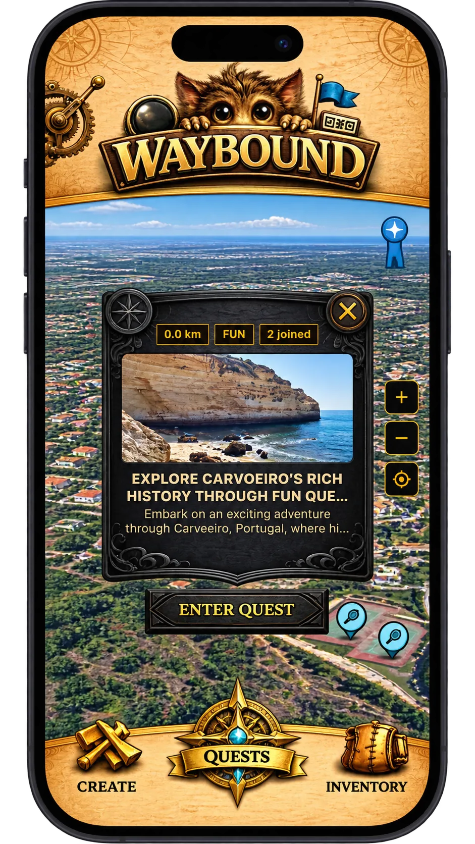 Waybound home screen